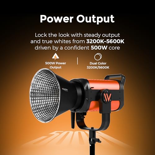 Image of Welborn VL-500B Bi-Color LED COB Continuous Light with App Control, 18cm Reflector, 500W - 3200K-5600K Adjustable Color Temperature, AC Powered, Ideal for Photography & Video Shooting (500B)