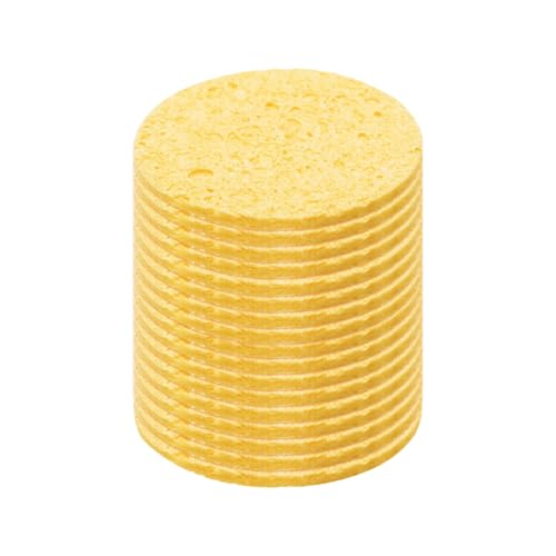 Image of MECCANIXITY 15PCS Soldering Sponge 50mm Round Deep Yellow Cleaning Pad Welding Tip Iron Replacement for Cleaning Soldering Iron 2mm Natural Thickness 11mm Water Absorption Thickness