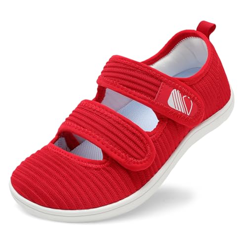 Image of Besroad Womens Walking Shoes Wide Diabetic Shoes Adjustable Barefoot Casual Sneakers Breathable Zero Drop Arthritis Edema Sneakers Indoor Outdoor