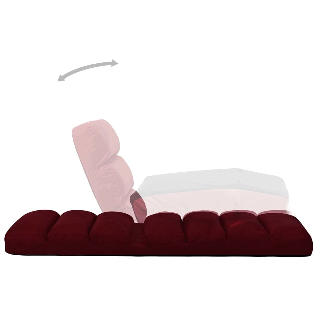 Silla de suelo ajustable plegable de piel sintética – Tumbona plegable de suelo rojo vino como cama compacta para interior y exterior