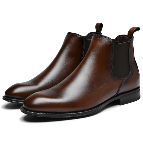 Image of OKKO Mens Chelsea Boots Genuine Leather Dress Boots for Men Classic Stylish Casual Slip On Ankle Boot for Men