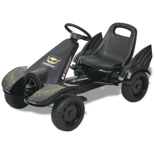 Mangloder - Pedal de coche con asiento ajustable, color negro, con ruedas de PVC, marcha adelante y atrás, freno de mano largo, adecuado a partir de 3 años, ideal para interiores y exteriores