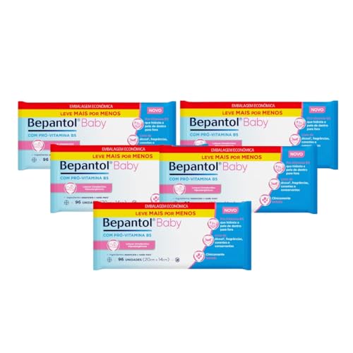 Bepantol Kit 5 Lenços Umedecidos Hipoalergênicos 96un cada