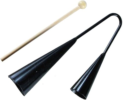 Miniatura 3 de VICASKY Dos tonos Bell Beater Instrumento Musical Instrumento Puzzle Craft Playset Educativo Samba Percusión Instrumento Agogo Bell con palo de