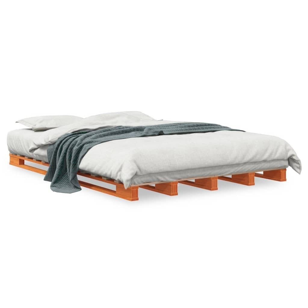 Massives Kiefernholz Palettenbett klassisch Braun 140x200 cm