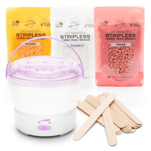 Rio Le chauffe-cire dure Go Smooth comprend 3 sacs de 100 g de perles de cire dure sans rayures : rose, miel et noix de coco.