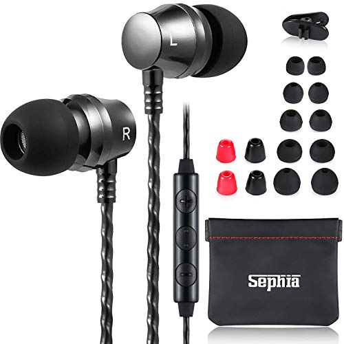 Sephia SP9090VC Earphones with Mic and Volume Control, in Ear Headphones, Noise Isolating Earbud, Bass Driven Sound, Compatible with iPhone, iPad, Samsung and Android Smartphones and Tablets