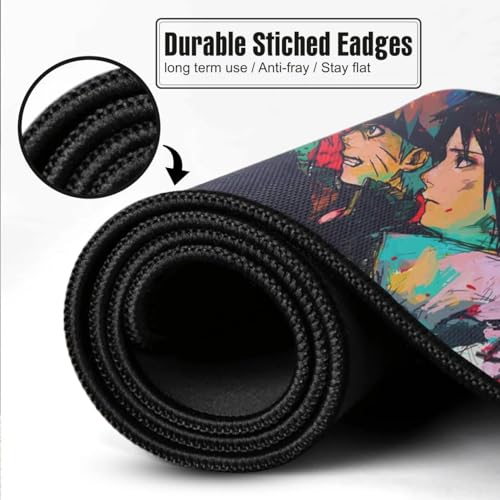 Image of Anime Ninja Team Gaming Mouse Pad, Large Desk Mat 58.5 x 28 cm, Extended Washable Mousepad, Desk Pad, 2mm Thick Non-Slip Rubber Base, Stitched Edges, Smooth Surface (Multicolour)