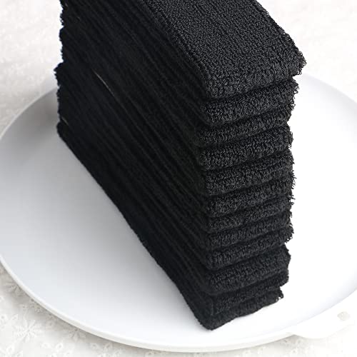 Image of Cotton Sweatband Headbands,Pack of 12,Elastic Stretchy Sport Terry Cloth Sweat Bands,Yoga Workout Fitness Exercise Basketball Headband