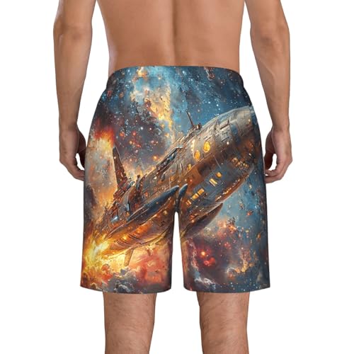 Men's Swim Trunks Beach Board Shorts Swimwear Bathing Suits - Spaceship Universe Galaxy Planet3