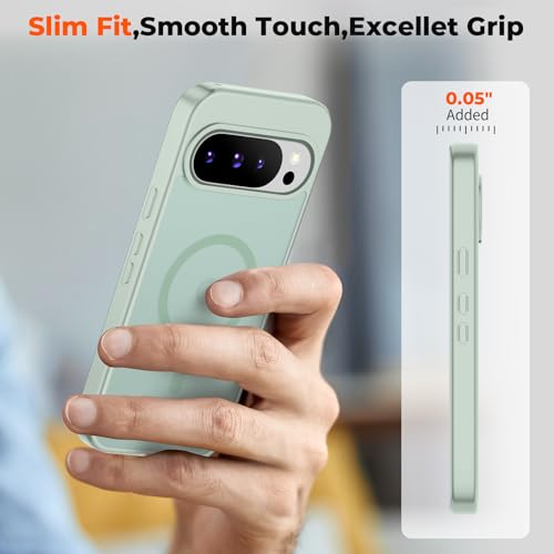 Image of SUPFINE Magnetic for Google Pixel 10 Pro Case /Pixel 10 Case with Screen Protector, (Built-in Magnets) ((Military Grade Drop Protection) Slim Translucent Shockproof Phone Case,Light Green