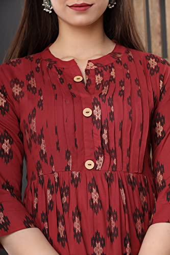 Image of Vinny's Creation Women's Cotton Maternity Kurti | Floral Printed Feeding Kurta with Hidden Zipper | Stylish Pregnancy Gown & Nursing Dress for Womens