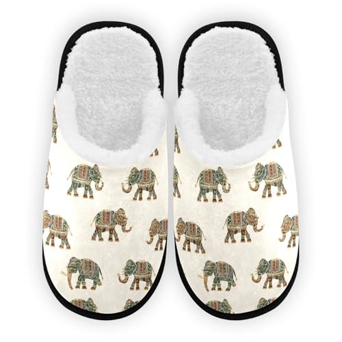 Mandala Elephant Cartoon Yellow Slippers For Women Men Soft Memory Foam Non-Slip Animal Winter Indoor House Shoes Travel Slipper