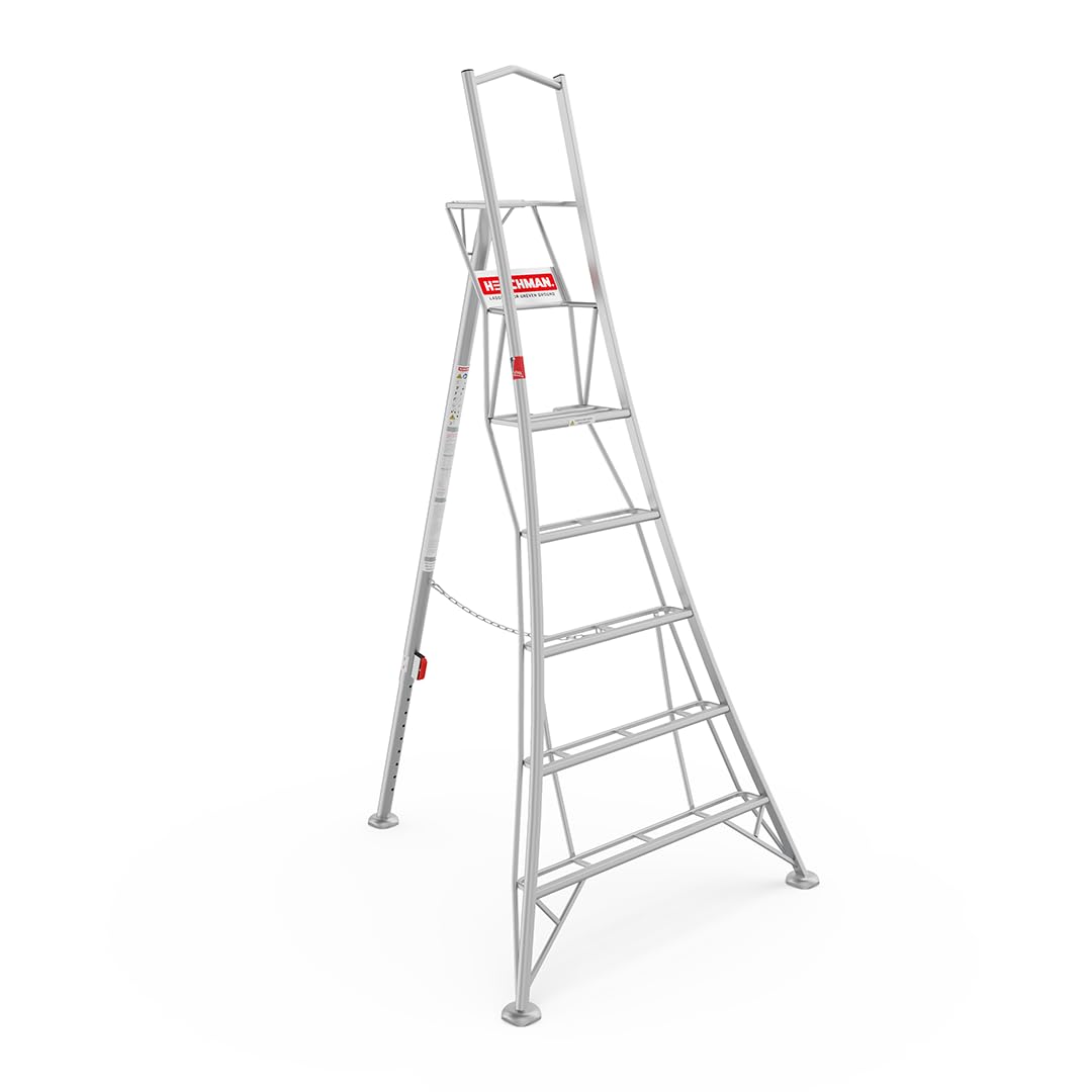 Henchman Aluminium, Silver 1 Leg Adjustable Tripod Ladder, 150Kg Weight Limit, Free Rubber Feet To Use Indoors, 5-Year Warranty (8Ft / 2.4M)
