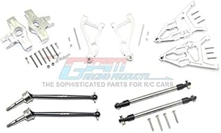 for Traxxas Unlimited Desert Racer 4X4 (#85076-4) Upgrade Parts Aluminum Front Upper & Lower Arms + Knuckle Arms + Harden Steel CVD Drive Shaft + SST Turnbuckles - 36Pc Set Silver