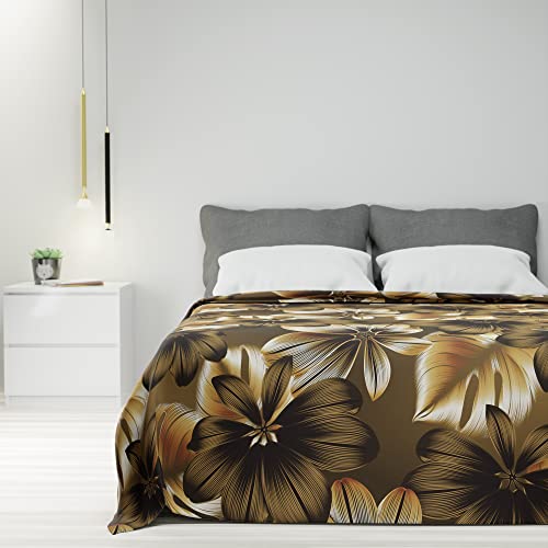 Byour3 - Tagesdecke Doppelbett 100prozent Baumwolle Blumenmuster Bettüberwurf Einzelbett Frühling Dekorative Decke Sommerdecke Mehrzweck Beständig Waschbar (Luxury Gold Bronze, Einzelbett)