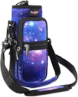 AUPET Water Bottle Carrier, Insulated Neoprene Water Bottle Holder Bag Case Pouch Cover 1000 ml or 750 ml, Adjustable Shoulder Strap, Great for Stainless Steel and Plastic Bottles