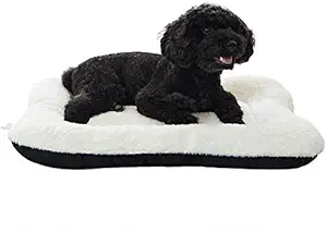 Petslover Dog & Cat Beds Recatangular Shaped White Fur Polyster Fiber Filled Pets Bed (Export Quality) - (Small, White)