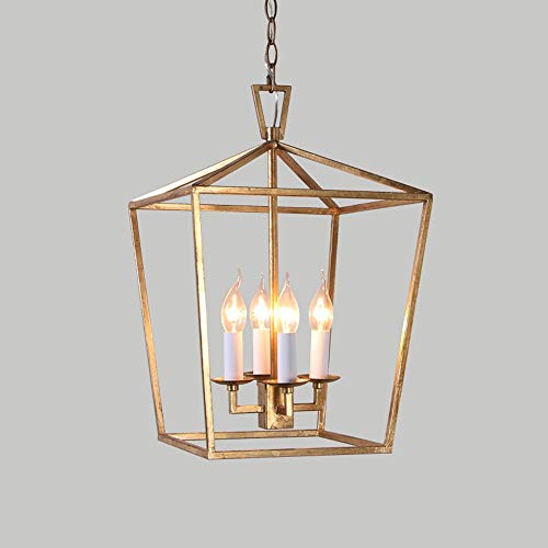 YGH Luz de Techo Colgante de La Vendimia, Marco de Metal Industrial Jaula con Pantalla de Cristal de La Lámpara, Corredor Loft Living Bar Café Decoración Lámpara Colgante