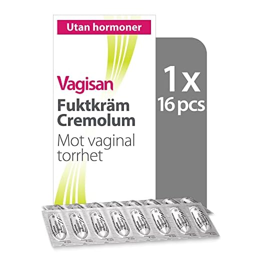 Vagisan Fuktkräm Cremolum | Hormonfria vagitorier mot vaginal torrhet | Intima vagitorier för daglig vaginal hälsa | 16 st.