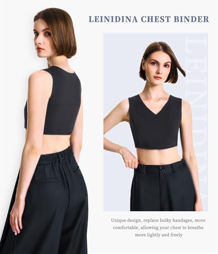 LEINIDINA Chest Binder for Transgender FTM LGBT Elastic Band V Neck Binder Bras for Women Tomboy Tank Top2