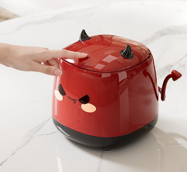 Mini Pattumiera da Tavolo, Cestino da Scrivania, Portatile Piccola Cestino da Tavolo, Mini Simpatico Pattumiera da Scrivania con Coperchio, per Toletta, Bancone Cucina (Rosso)