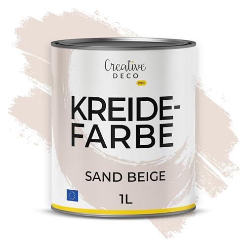 Creative Deco - Creative Deco Beige Kreidefarbe 1000 ml | Möbellack, Möbelfarbe ohne Schleifen | Für Landhaus, Vintage-Stil, Decoupage, Möbel-Renovierung | Matt Abwaschbar | Wisch- und Gradient-Effekt möglich