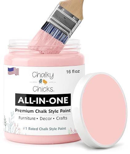 Chalky Chicks 16 Fl Oz Matte Sweet 16 Pink Chalk Paint for Furniture Without Sanding - No Prep Furniture Paint No Sanding All in One for Crafts, Wood, Walls, Cabinet, Metal, Dresser, Farmhouse