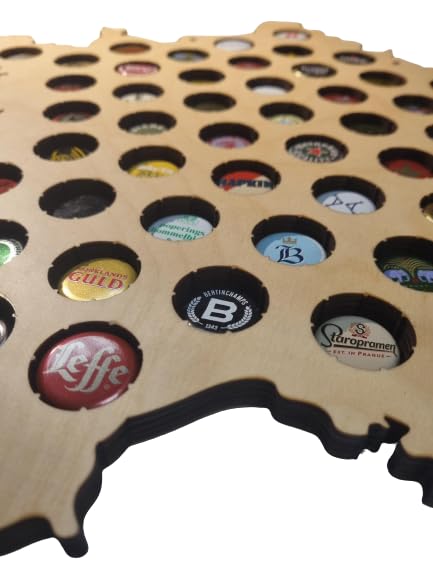 Carte De Belgique En Bois De Bouleau Verni 12 Mm – Support Collection Capsules De Bière – 46 Emplacements