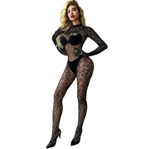 V-Ting Erotische Bodystockings für Damen, Damen Bodystocking Netz body Catsuit, Ouvert Catsuit Sexy Dessous Unterwäsche für Frau,Fischnetz...
