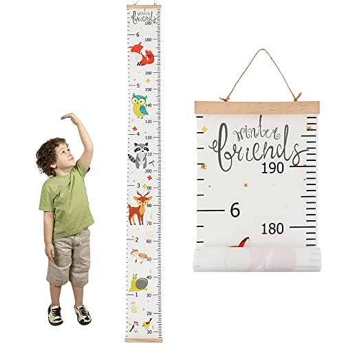 DAJASD Toise Murale enfant, 200 x 20 cm Bébé Toise Murale à Suspendre Règle pour, Diagramme De Croissance De BéBé, pour Fille Garçon Hauteur de Mesure - Motif Renard Dessin Animé Cover