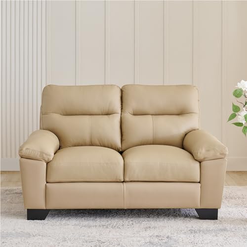 Image of Home Centre | Winchester | Half Leather|Solid Wood | 2 Seater Sofas | Beige | 1 Year Warranty
