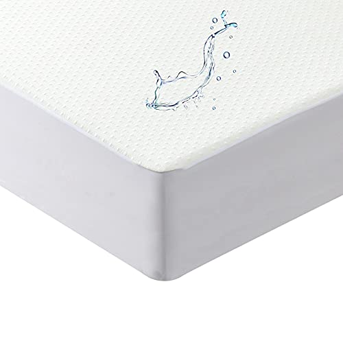 Kingnex Waterproof Mattress Protector with Bamboo Viscose Jacquard Surface Soft Smooth Top Fitted Bed Mattress Cover 120x200x30cm Small Double