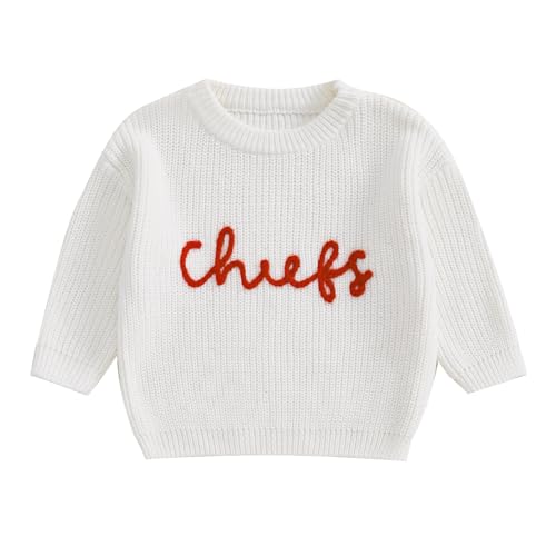 Toddler Kids Fall Winter Outfits Football Rugby Embroidered Sweater Oversized Long Sleeve Knitted Sweatshirt