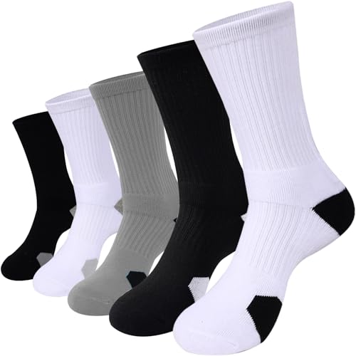 Basketball Socks for Men,Performance Cushioned Men's Athletic Crew Socks with Arch Compression for Cycling Basketball