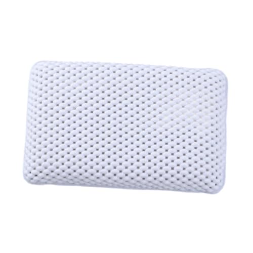 Oreiller de bain blanc lavable avec ventouses en mousse ergonomique