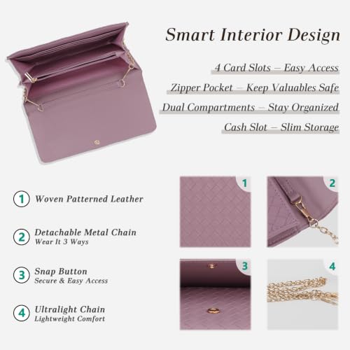 Image of U+U Small Crossbody Bags for Women, Cell Phone Purse Mini Clutch Bag with Removable Chain, Card Slots - Lightweight Purse