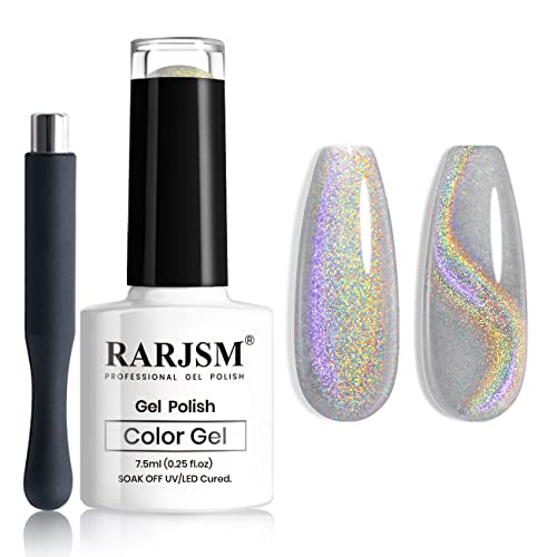 Esmalte de gel efecto ojo de gato con brillo holográfico 7.5ml miniatura 1