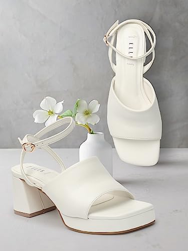 Image of ELLE Women's Block Heels Sandal with Ankle Strap