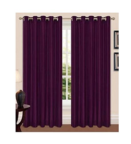 Maria Luxury Bedding & Linen Soft Thermal Blackout Curtains Top Chrome Ring Curtains Bedroom Darkening & Energy Saving, Set of 2 with Tiebacks, Width 46" x Depth 54", Aubergine