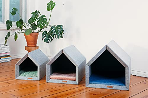 Rexproduct - PetHome Hundehütte mit Liegefläche und Dach I Biss- und Kratzfest I Gute Schalldämmung I Umweltfreundlich & Einfach zu Montieren I Größe S (60x42x43 cm) - Dunkelgrau und Rot
