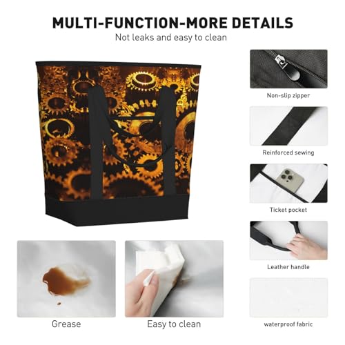 Gears Clock Bronze Century Print Tote Bag Adult Heavy Duty For Picnic Beach Camping Large Capacity Insulated Tote Bag4