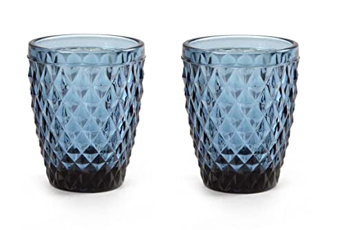 Gicos Srl Set 6 Bicchieri Bichiere Acqua 250 Ml In Vetro Colore Blu 10 Cm Gin-820496