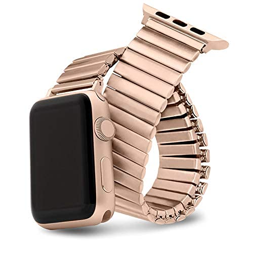 Preisvergleich Produktbild LIANYG Uhrenarmband Elastisches Uhrenband 38mm 40mm 44mm 42mm Frau Edelstahlband uhrenarmbänder 330 (Band Color : Rose Gold, Band Width : C 38 40mm)