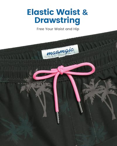 Image of maamgic 5inch Mens Swim Trunks with Compression Liner 2-in-1 Swimming Shorts Stretch Quick Dry with Zipper Pockets