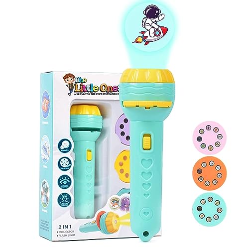 Image of 3 Slides 24 Pictures Clear Projection Slide Flashlight Projector Torch for Kids, Mini Flash Light Projector Toys for Kids, Lighting Toys for Kids 1, 2 & 3 Year Old Random Multicolor