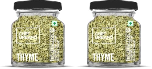 Image of Chef Urbano Thyme 50 g | 100% Natural | Premium Herbs and Spices | Flakes /Leaves | Glass Bottle (Pack of 2)