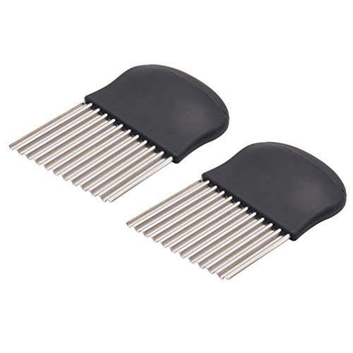 Hemoton 2pcs Stainless Steel Wave Cutter Potato Vegetable French Fries Wavy Crinkle Slicer