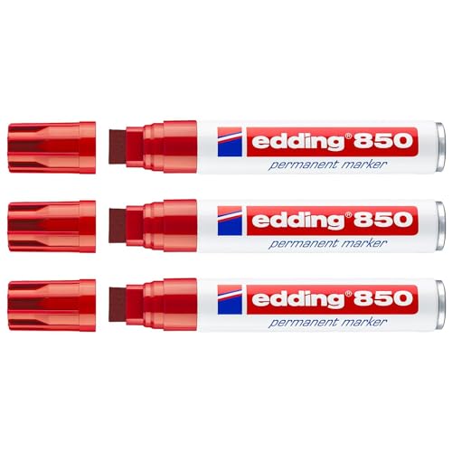 Edding - Lote de 3 rotuladores permanentes 850 (5-15 mm), color rojo