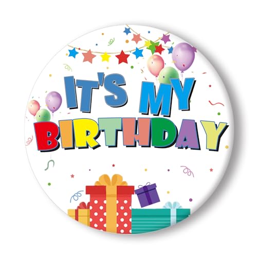 HAHZY Happy Birthday Pin, 2.3'' It's My Birthday Pins, Birthday Pin for Boys Girls, Birthday Pins for Women Men, Birthdays Boy Button Birthday Girl Button, Birthdays Gifts Party Decorations Supplies
